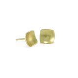 nishnabotna jewelry, simple, square, 14k yellow gold botna stud earrings dapped