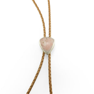 nishnabotna sivler bolo tie with triangle rose quartz