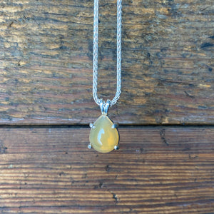 nishnabotna silver tear drop fire opal necklace