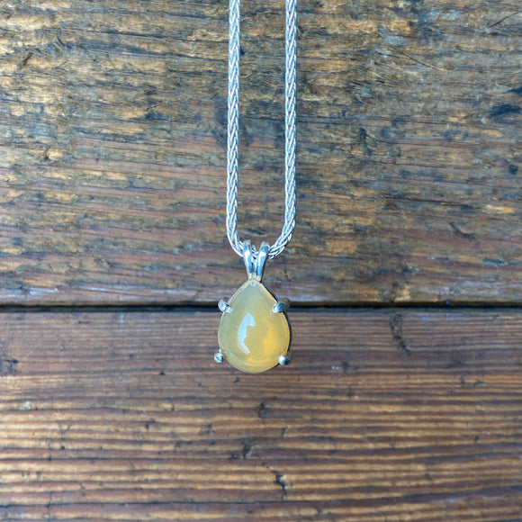 nishnabotna silver tear drop fire opal necklace